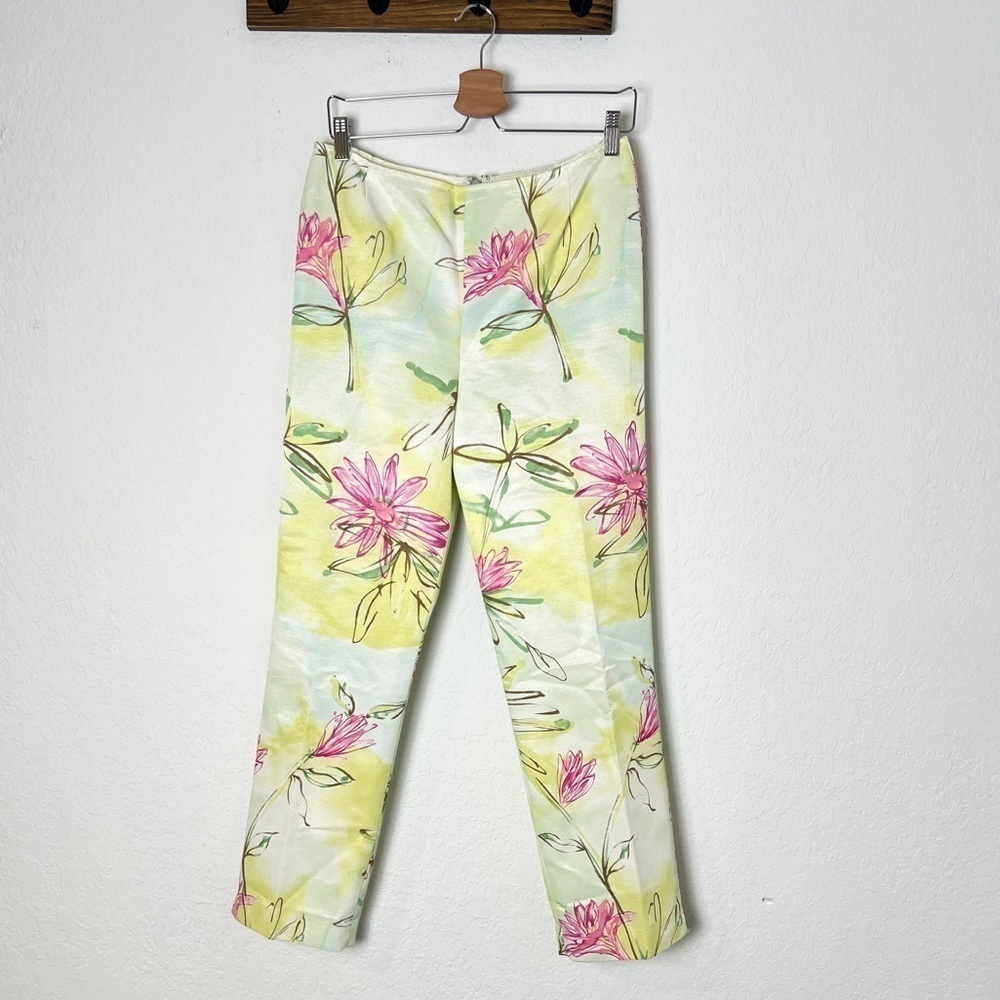 Neiman Marcus Floral Dress Pants Green
